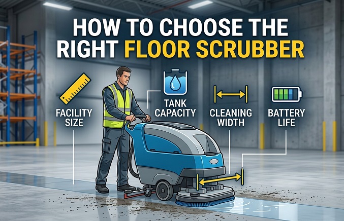 How to Choose the Right Floor Scrubber for Your Facility Size: Tank Capacity, Cleaning Width & Battery Life Explained